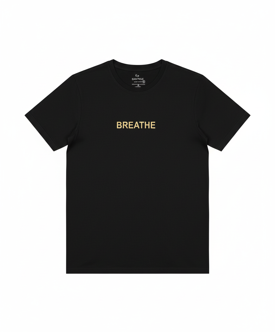 Breathe Graphic T-Shirt – Black & Gold