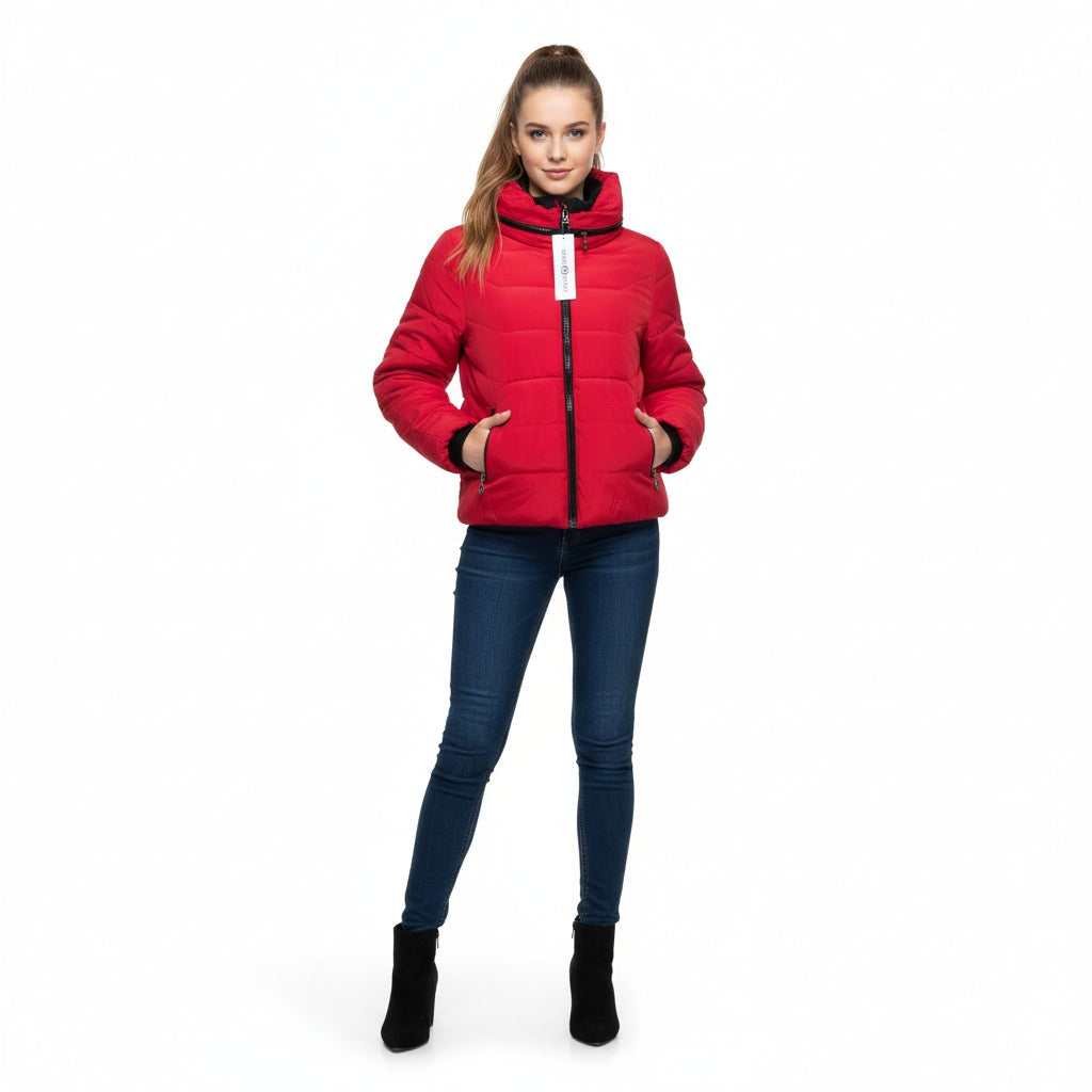 Women "Iconic Edge" Red Bomber Jacket
