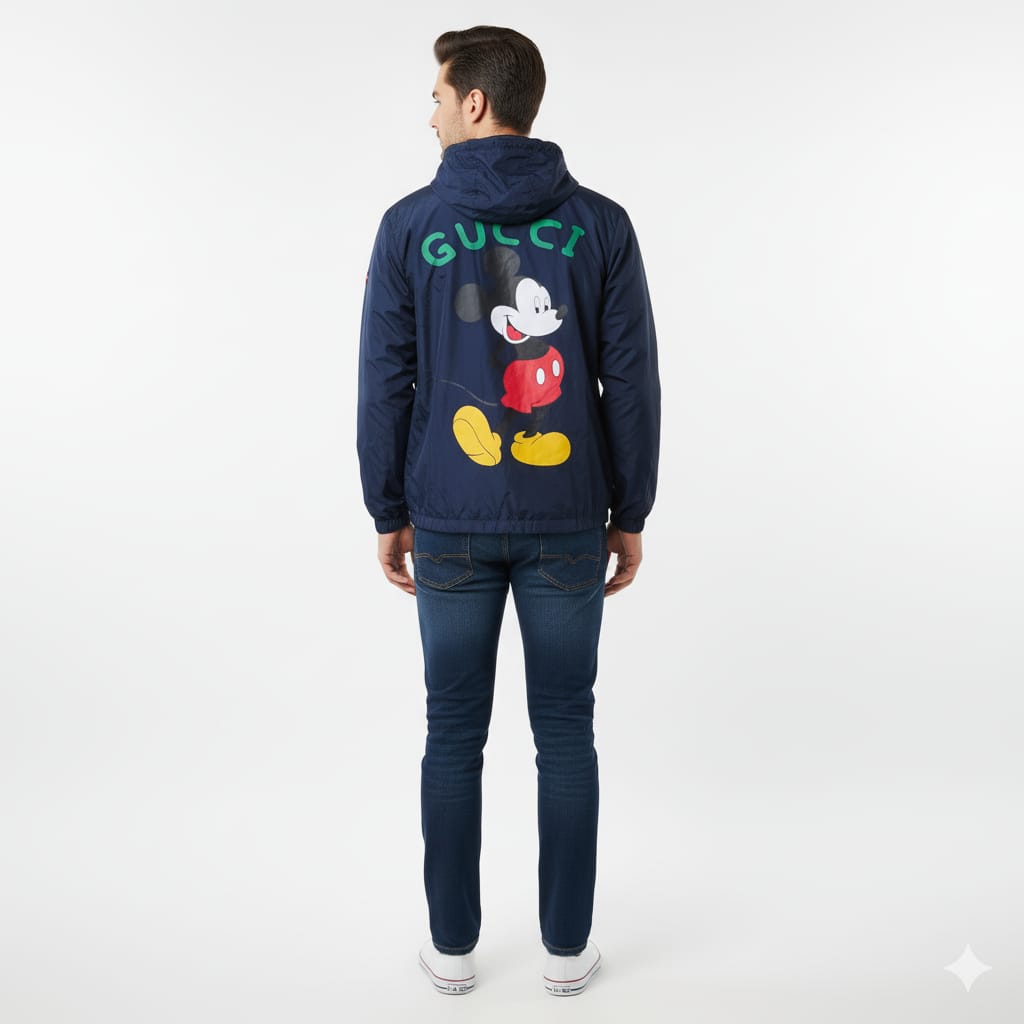 Luxury-Focused: Gucci x Disney: Navy Mickey Mouse Technical Windbreaker