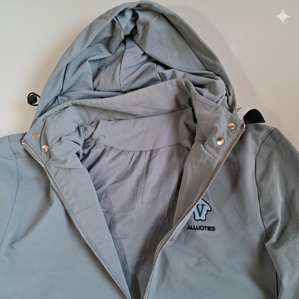 The 'AeroFlow' Lightweight Hooded Bomber Jacket - Stylish Comfort in Stone Gray