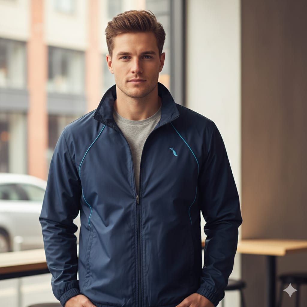 Lightweight Performance Windbreaker Jacket (Navy Blue)