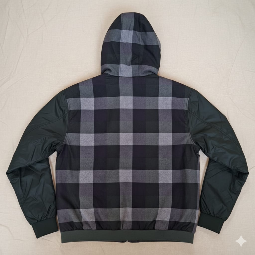 Modern Plaid & Windproof Hooded Jacket