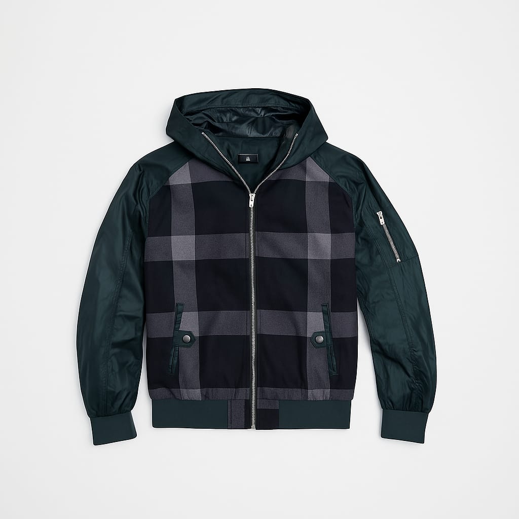 Modern Plaid & Windproof Hooded Jacket