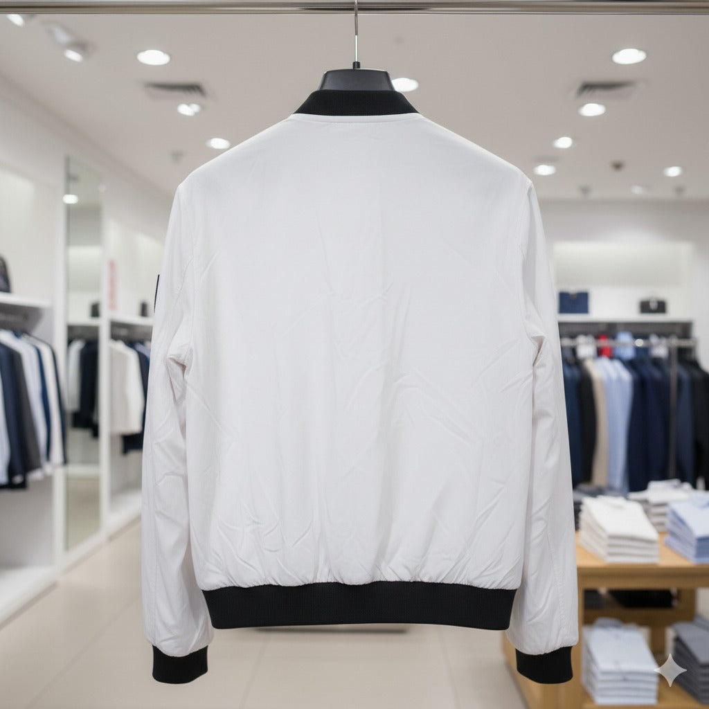 Statement White Patch Bomber Jacket